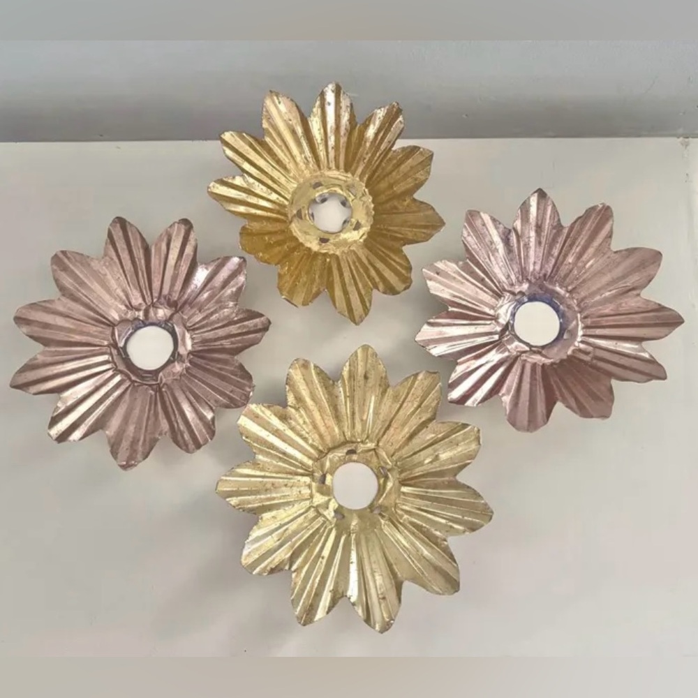 Vintage Foil Christmas Reflectors Gold and Pink